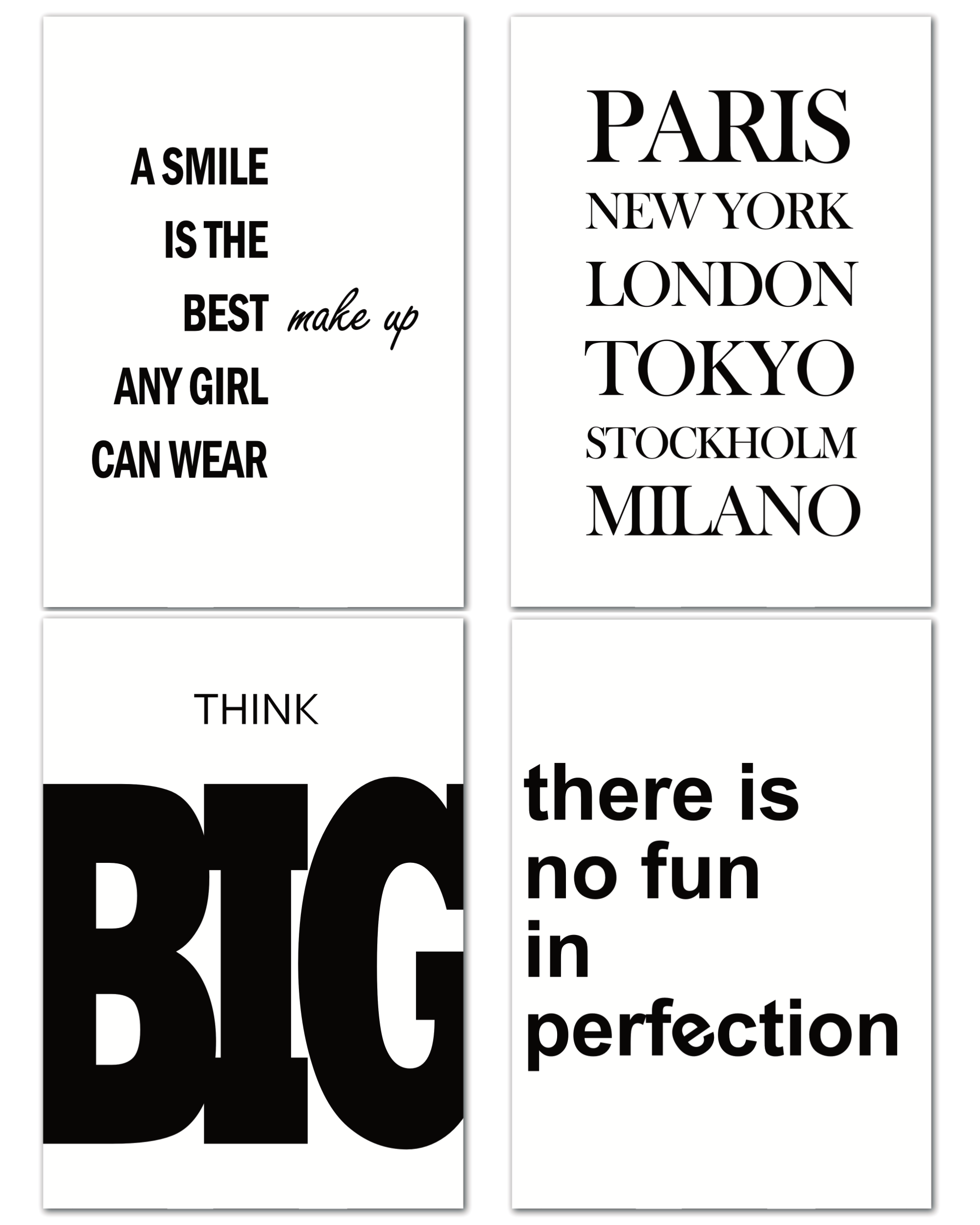 4 Poster Schwarz Weiss Fashion Lifestyle Din A4 Deko Wohnbereich Kuche 4er Set Ebay